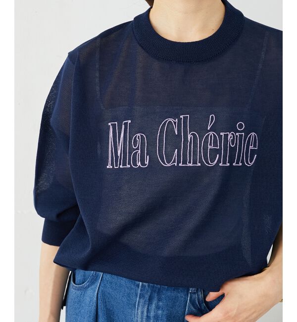 le.coeur blanc「シアー刺繍ロゴニットプルオーバー」|ニット・セーター|