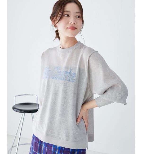 le.coeur blanc「シアー刺繍ロゴニットプルオーバー」|ニット・セーター|