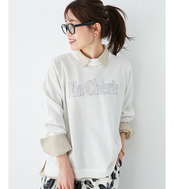 le.coeur blanc「シアー刺繍ロゴニットプルオーバー」|ニット・セーター|