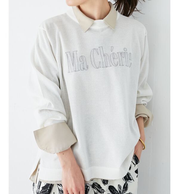 le.coeur blanc「シアー刺繍ロゴニットプルオーバー」|ニット・セーター|