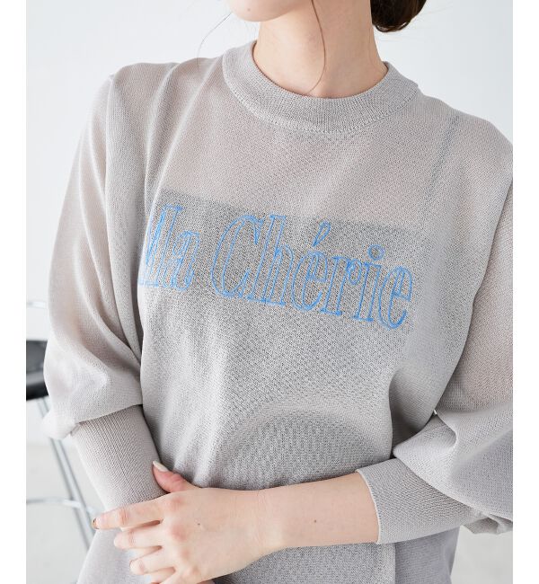 le.coeur blanc「シアー刺繍ロゴニットプルオーバー」|ニット・セーター|
