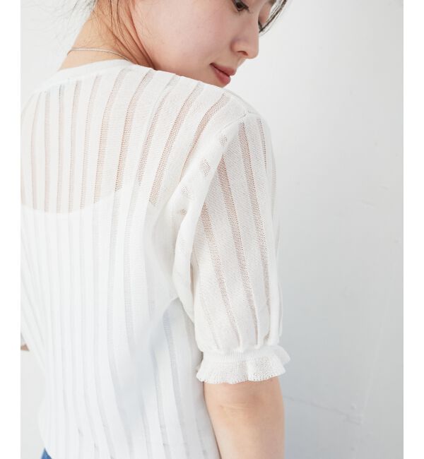  「《WEB限定アイテム》シアーストライプニット」|ニット・セーター|