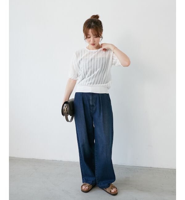  「《WEB限定アイテム》シアーストライプニット」|ニット・セーター|