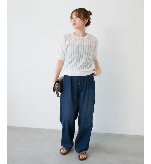  「《WEB限定アイテム》シアーストライプニット」|ニット・セーター|