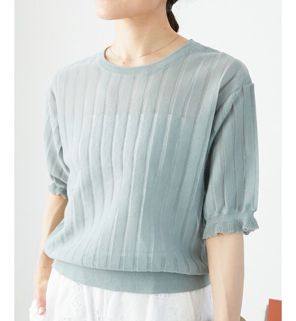  「《WEB限定アイテム》シアーストライプニット」|ニット・セーター|
