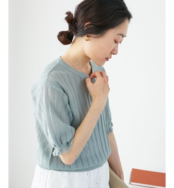  「《WEB限定アイテム》シアーストライプニット」|ニット・セーター|