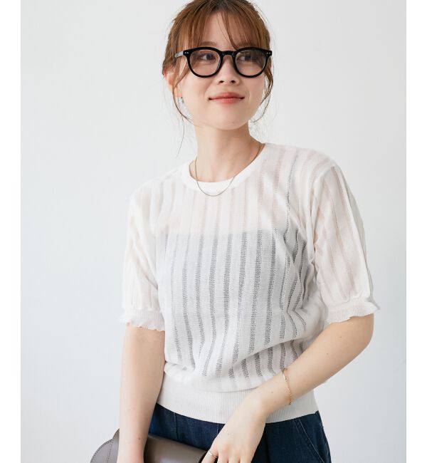  「《WEB限定アイテム》シアーストライプニット」|ニット・セーター|