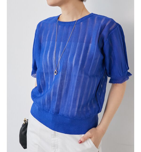  「《WEB限定アイテム》シアーストライプニット」|ニット・セーター|