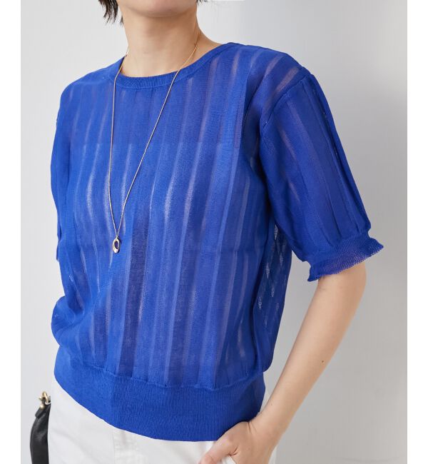  「《WEB限定アイテム》シアーストライプニット」|ニット・セーター|