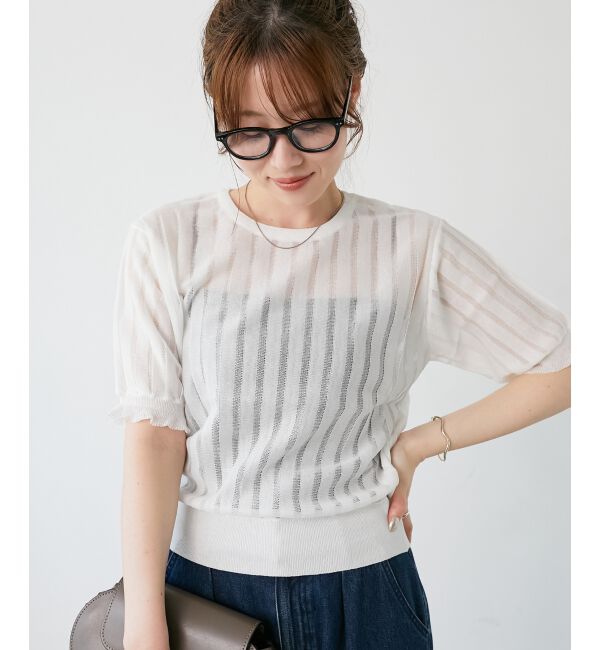  「《WEB限定アイテム》シアーストライプニット」|ニット・セーター|