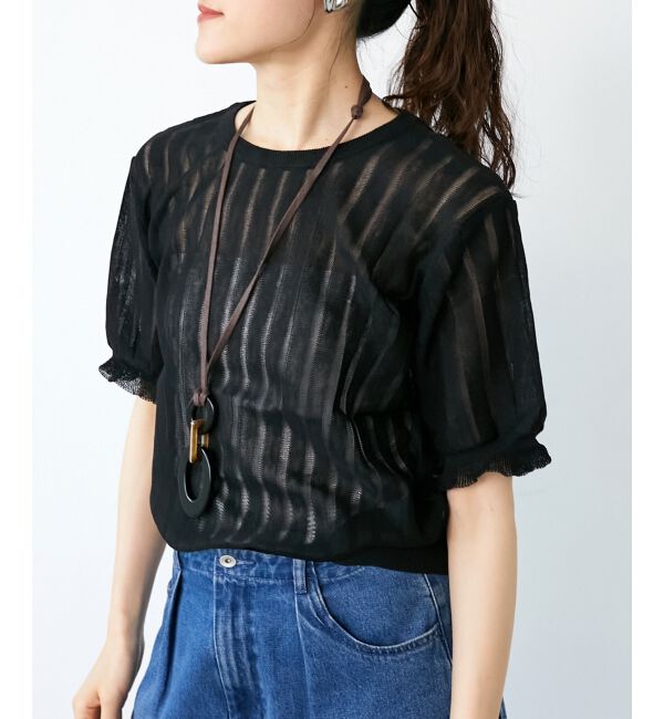  「《WEB限定アイテム》シアーストライプニット」|ニット・セーター|