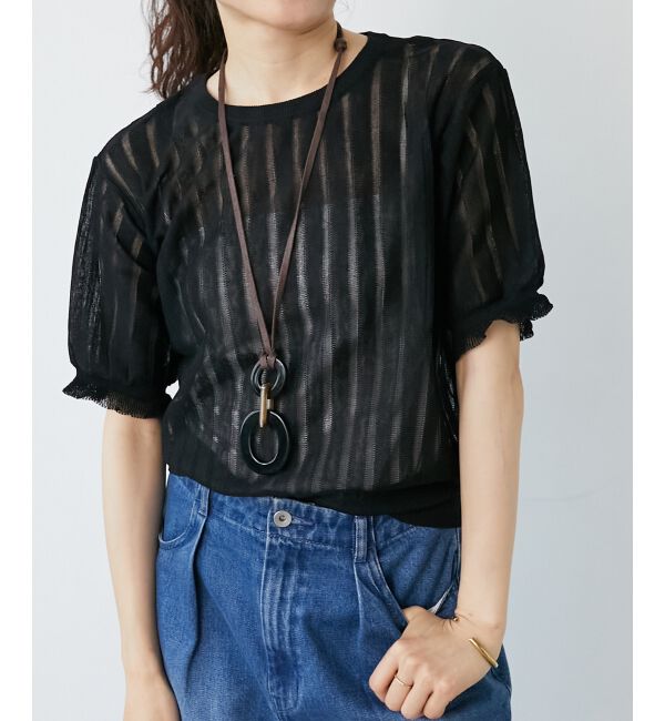  「《WEB限定アイテム》シアーストライプニット」|ニット・セーター|