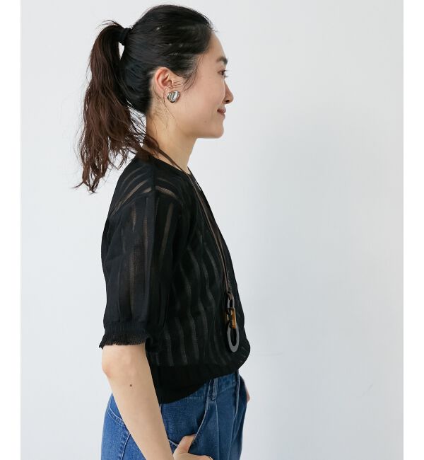  「《WEB限定アイテム》シアーストライプニット」|ニット・セーター|