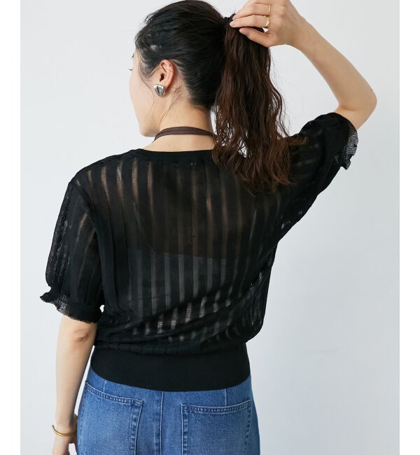  「《WEB限定アイテム》シアーストライプニット」|ニット・セーター|