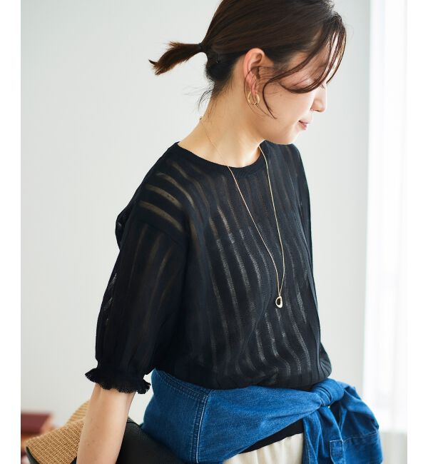  「《WEB限定アイテム》シアーストライプニット」|ニット・セーター|