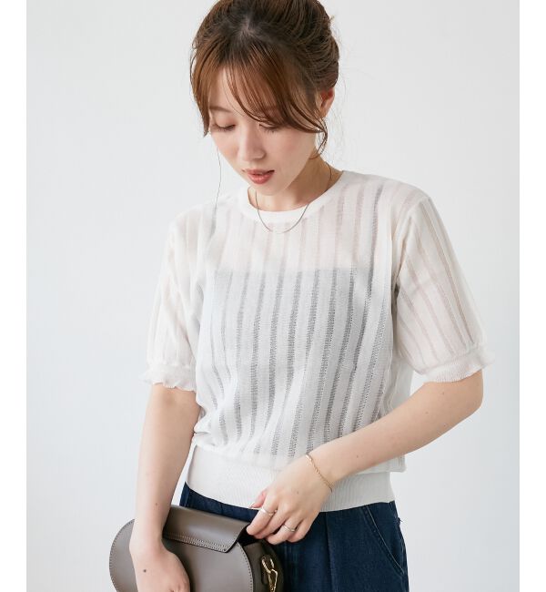  「《WEB限定アイテム》シアーストライプニット」|ニット・セーター|
