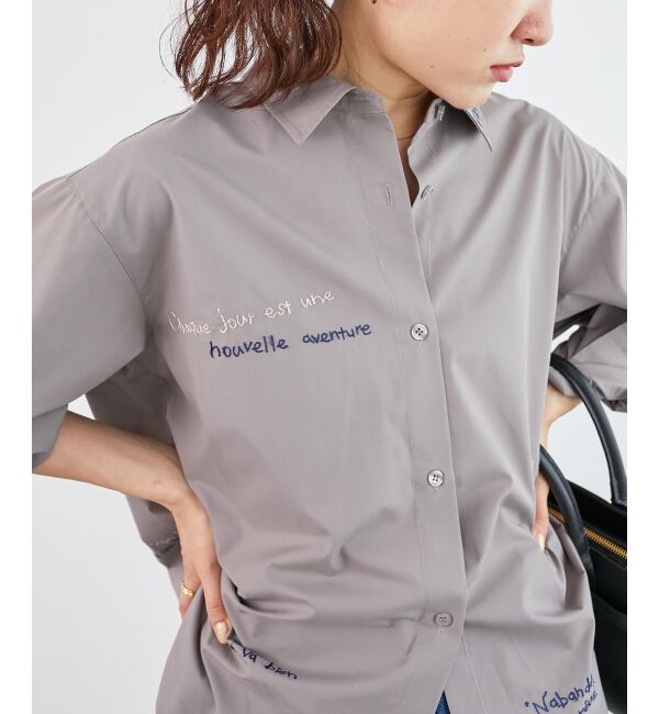 「《WEB限定アイテム》レタリング刺繍シャツ」|シャツ・ブラウス|グレー