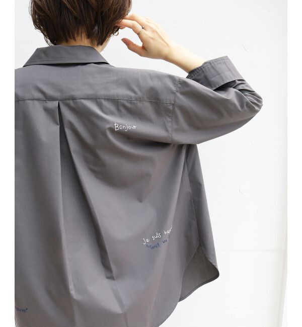  「《WEB限定アイテム》レタリング刺繍シャツ」|シャツ・ブラウス|Ｃ／グレー