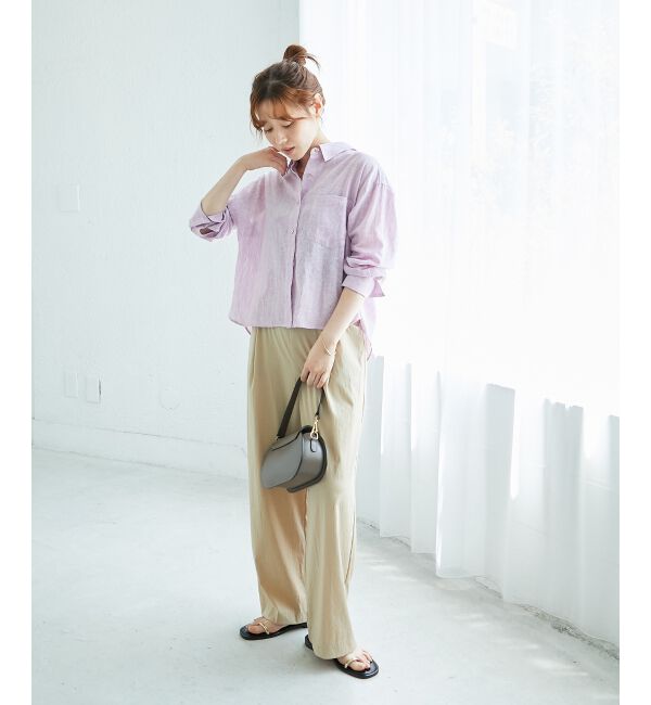  「《手洗い可能》RNストレッチセミワイドタックパンツ」|その他|