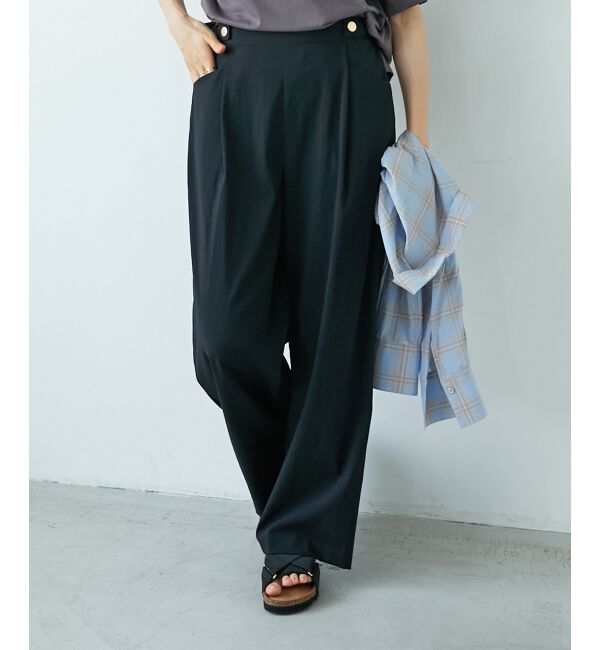  「《手洗い可能》RNストレッチセミワイドタックパンツ」|その他|