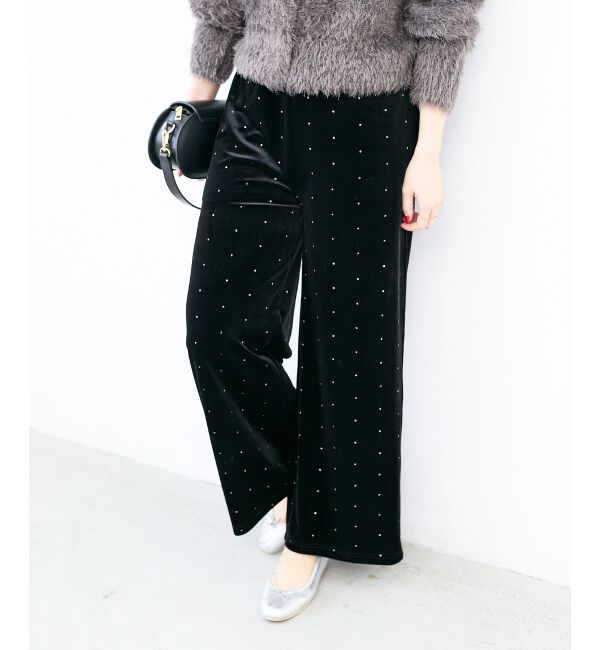  「《WEB限定アイテム》グリッタードットベロアイージーパンツ」|その他|ブラック