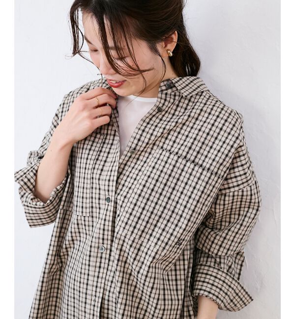  「エンブロイダリー2WAYチェックシャツ」|シャツ・ブラウス|