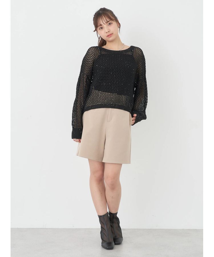 earth music&ecology「スパンコールショートゆるニット」|ニット・セーター|
