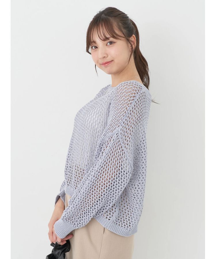 earth music&ecology「スパンコールショートゆるニット」|ニット・セーター|