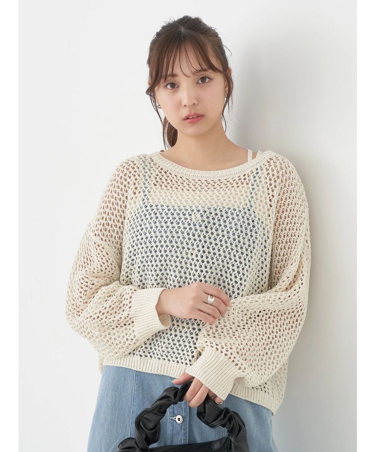 earth music&ecology「スパンコールショートゆるニット」|ニット・セーター|