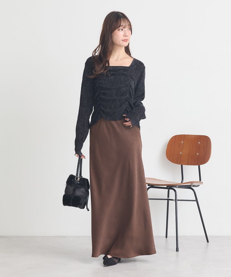 earth music&ecology「プリーツベロア風ギャザープルオーバー」|Tシャツ・カットソー|