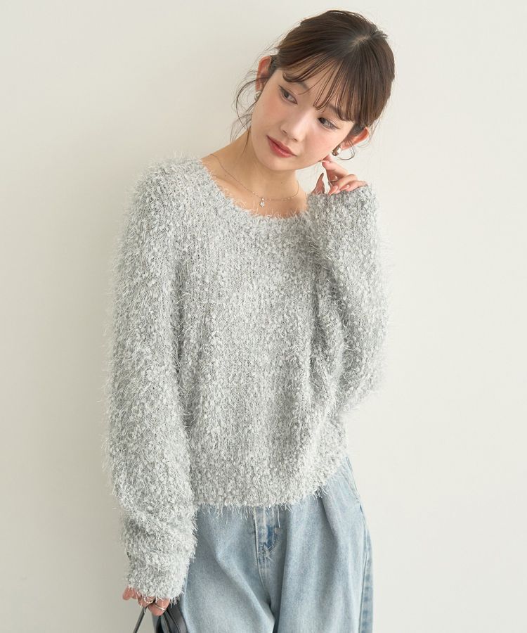 earth music&ecology「ポンポンヤーンラメニットプルオーバー」|ニット・セーター|