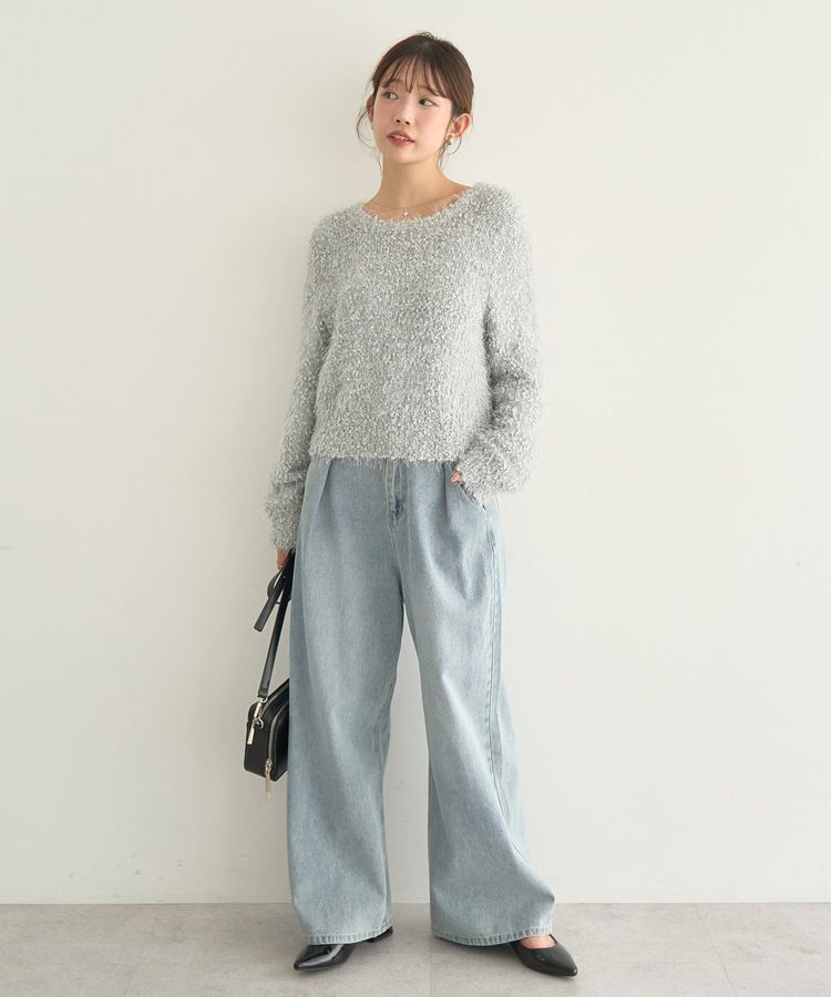 earth music&ecology「ポンポンヤーンラメニットプルオーバー」|ニット・セーター|