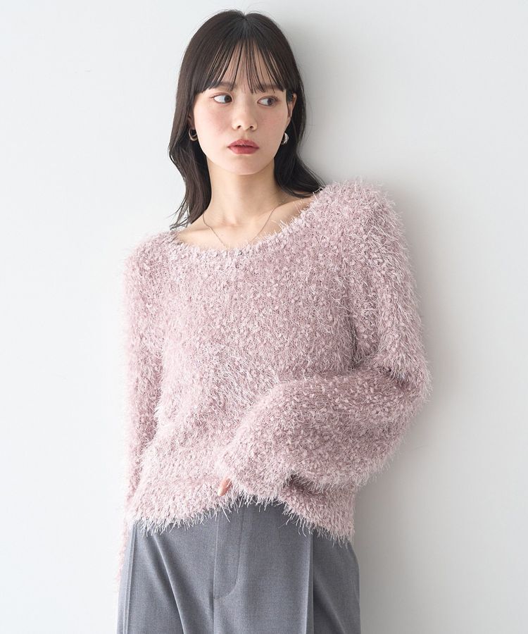 earth music&ecology「ポンポンヤーンラメニットプルオーバー」|ニット・セーター|