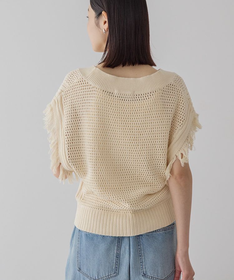 AMERICAN HOLIC「袖フリンジショート丈プルオーバー」|ニット・セーター|