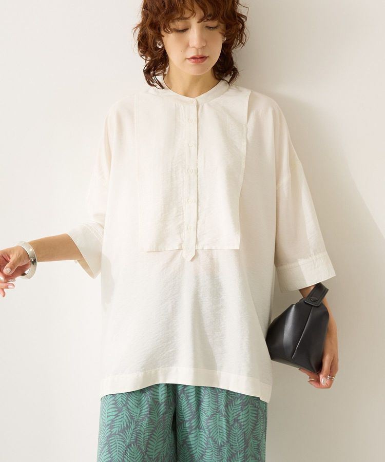 AMERICAN HOLIC「【WEB限定】接触冷感バンドカラーシャツチュニック」|シャツ・ブラウス|Ivory