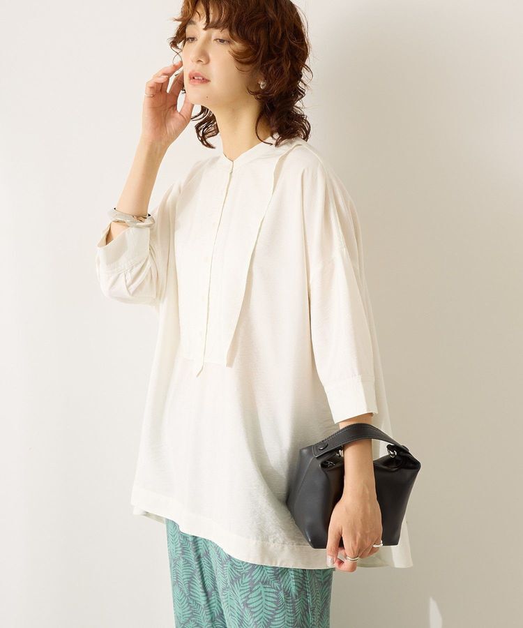 AMERICAN HOLIC「【WEB限定】接触冷感バンドカラーシャツチュニック」|シャツ・ブラウス|