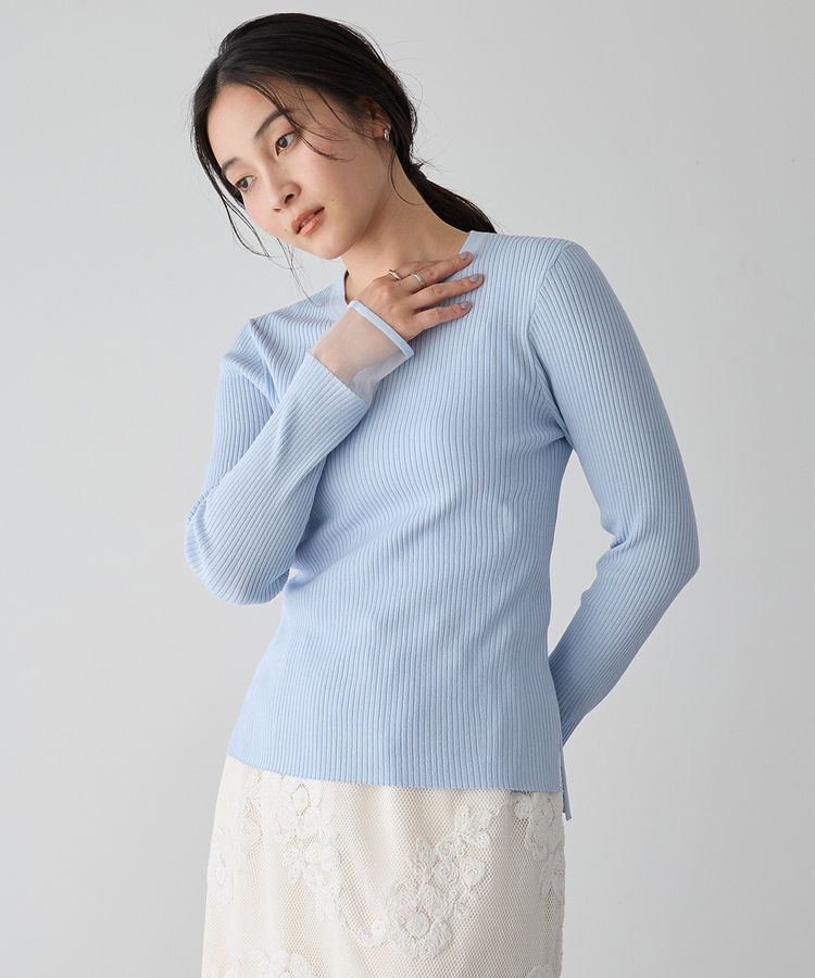 YECCA VECCA「袖口シアーリブニット」|ニット・セーター|