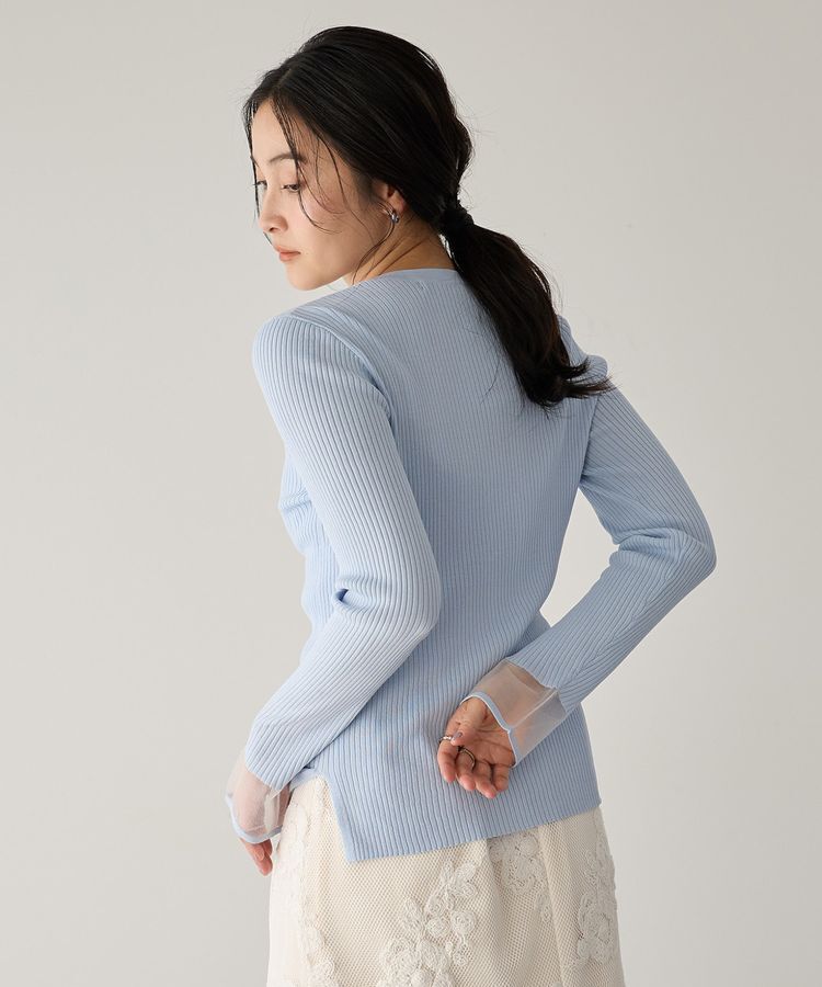 YECCA VECCA「袖口シアーリブニット」|ニット・セーター|
