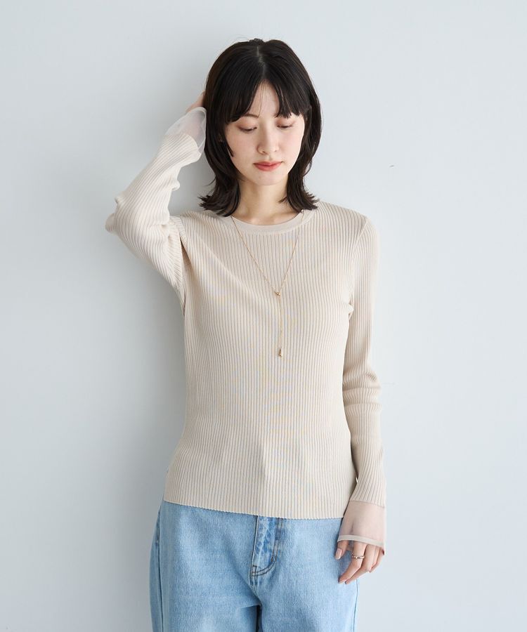 YECCA VECCA「袖口シアーリブニット」|ニット・セーター|