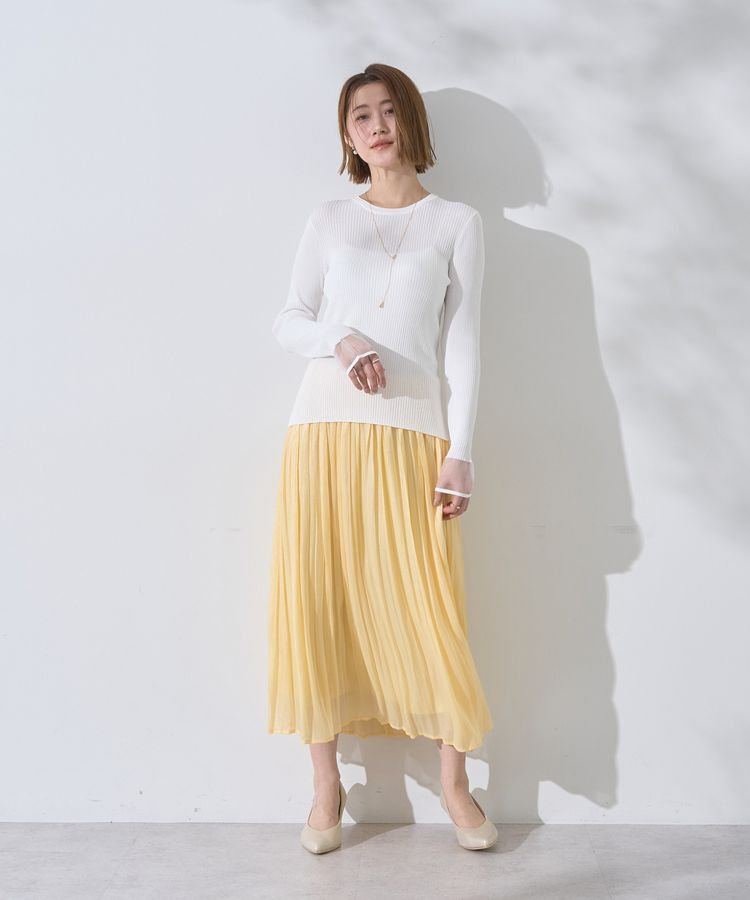 YECCA VECCA「袖口シアーリブニット」|ニット・セーター|