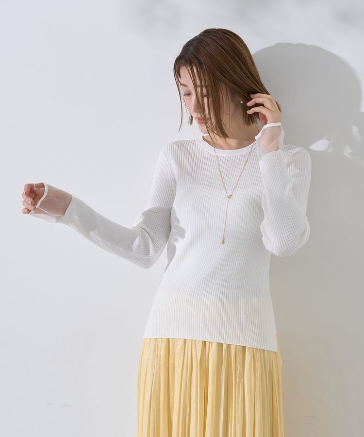 YECCA VECCA「袖口シアーリブニット」|ニット・セーター|