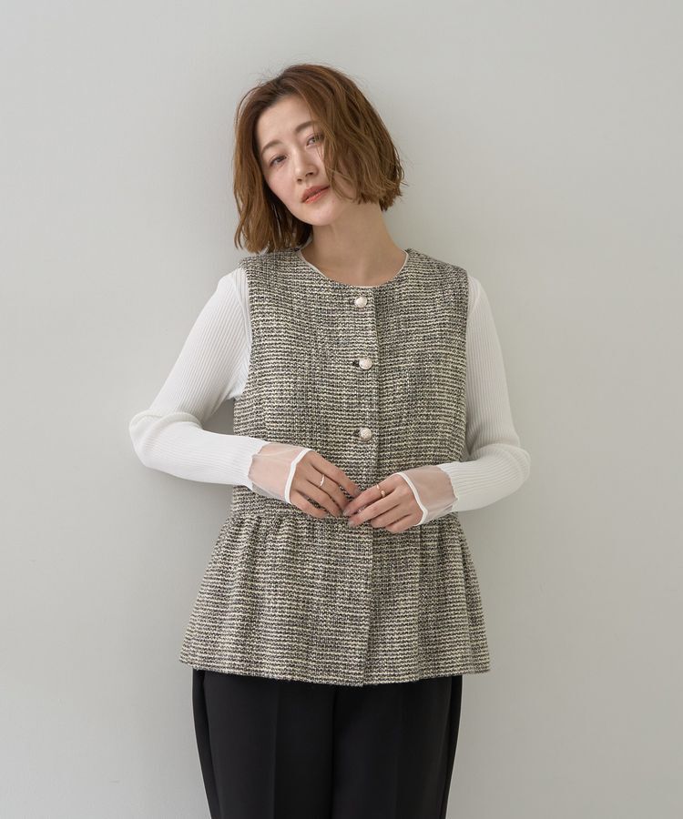 YECCA VECCA「袖口シアーリブニット」|ニット・セーター|