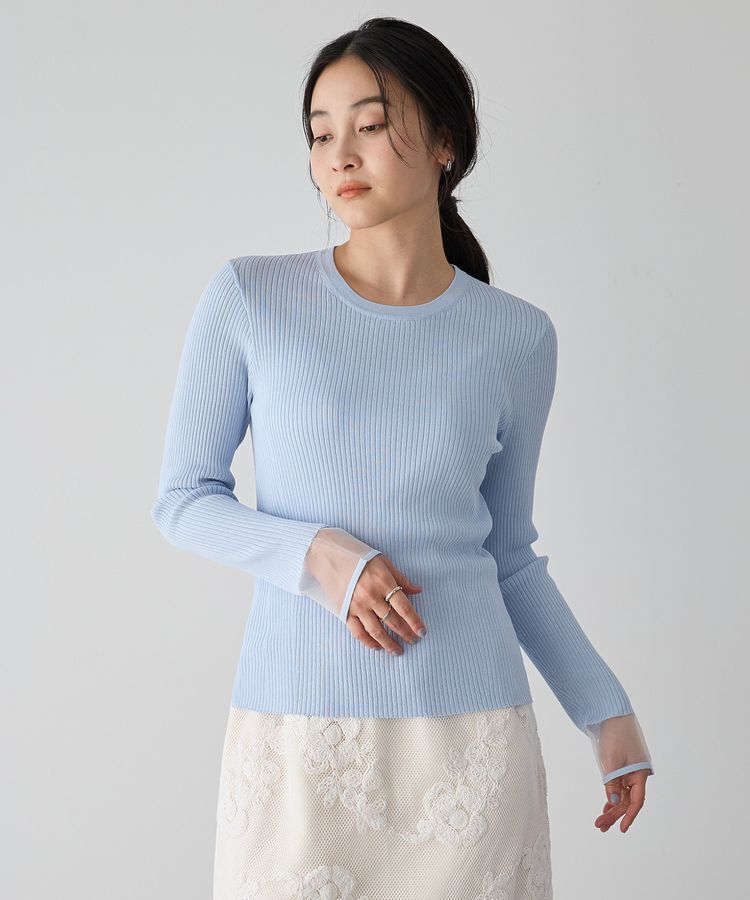 YECCA VECCA「袖口シアーリブニット」|ニット・セーター|