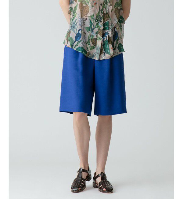 allureville「リオペルリネンライクスラブハーフパンツ」|その他|ブルー