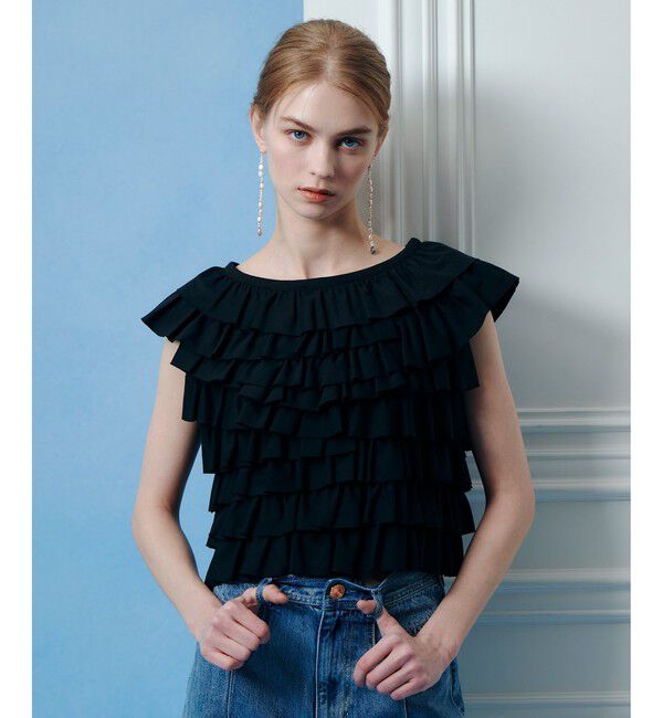 LOULOU WILLOUGHBY「【LOULOU WILLOUGHBY】フリルティアードプルオーバー」|Tシャツ・カットソー|