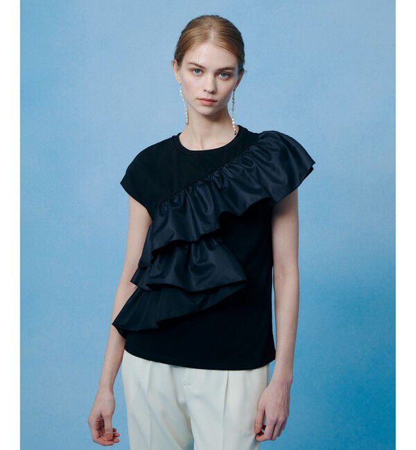 LOULOU WILLOUGHBY「【LOULOU WILLOUGHBY】スパイラルフリルＴシャツ」|Tシャツ・カットソー|