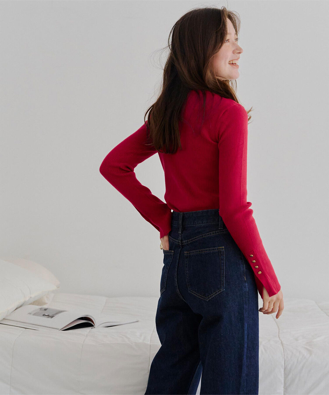 titivate「ボートネックゴールド釦デザインニット」|ニット・セーター|