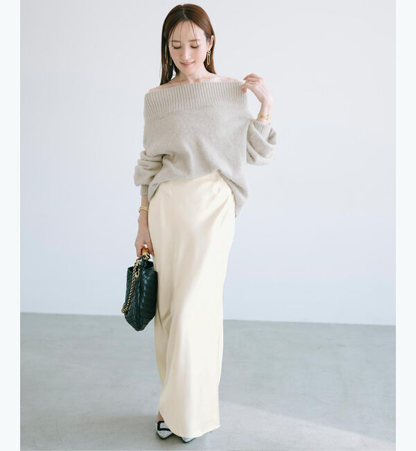 ur's「【星玲奈さんコラボアイテム】ウールブレンドオフショルダーニット」|ニット・セーター|