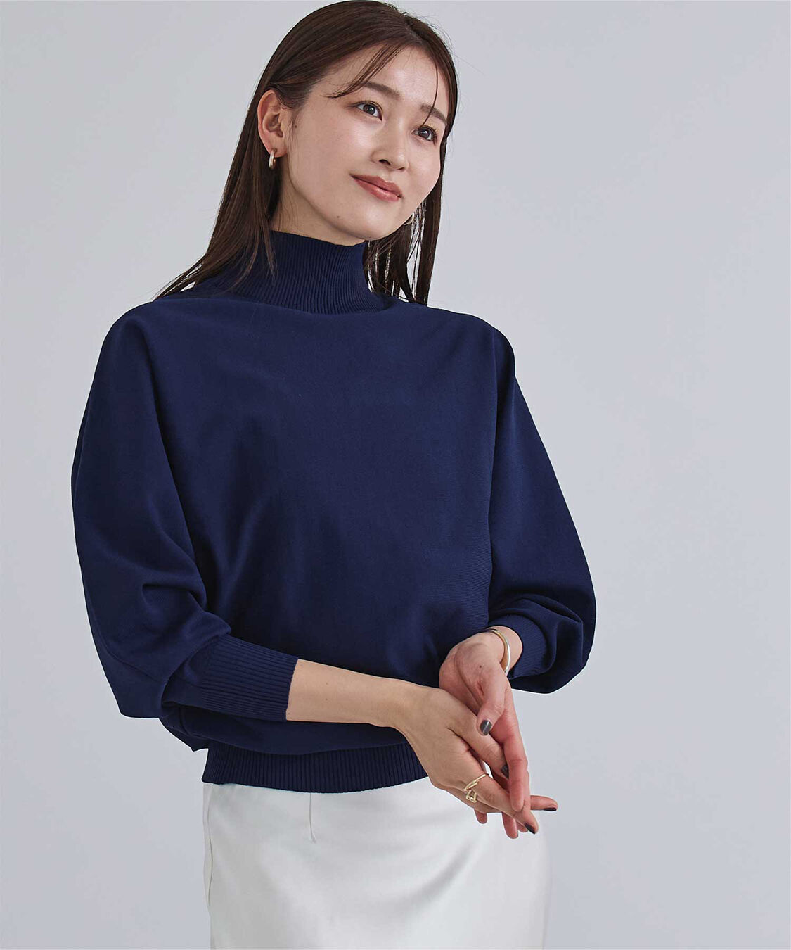 ur's「スポンディッシュハイネックドルマンスリーブニット」|ニット・セーター|ネイビー