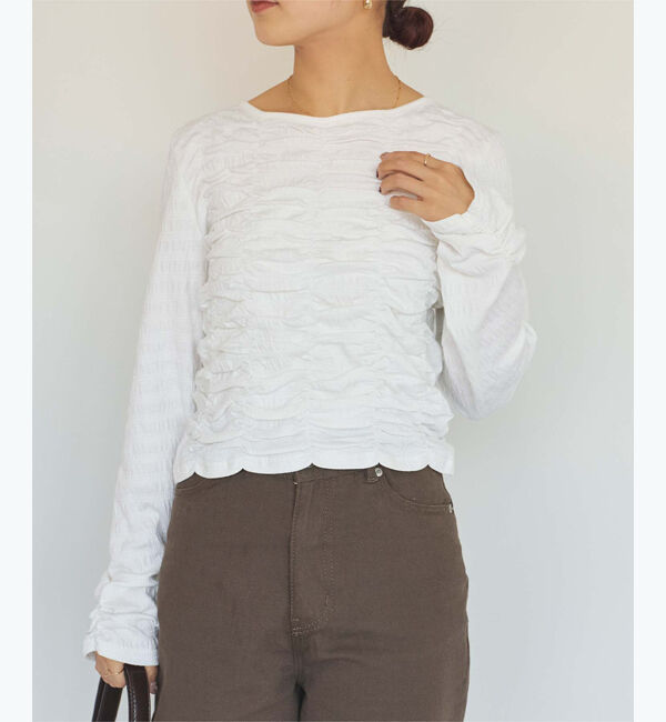 titivate「ロングスリーブシャーリングトップス」|Tシャツ・カットソー|ホワイト